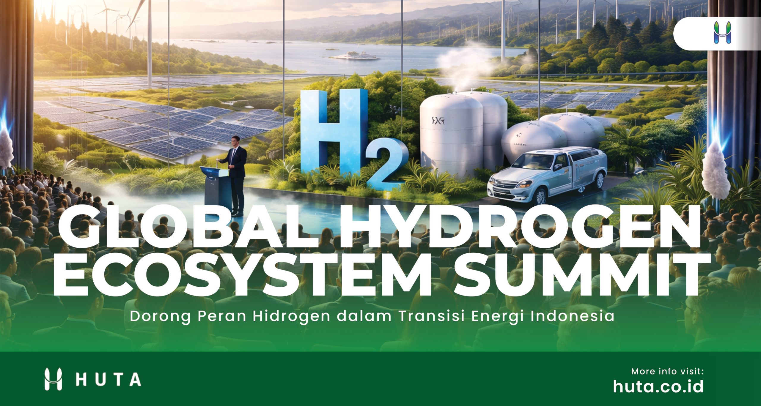 Suasana forum Global Hydrogen Ecosystem Summit dengan diskusi tentang pengembangan ekosistem hidrogen di Indonesia